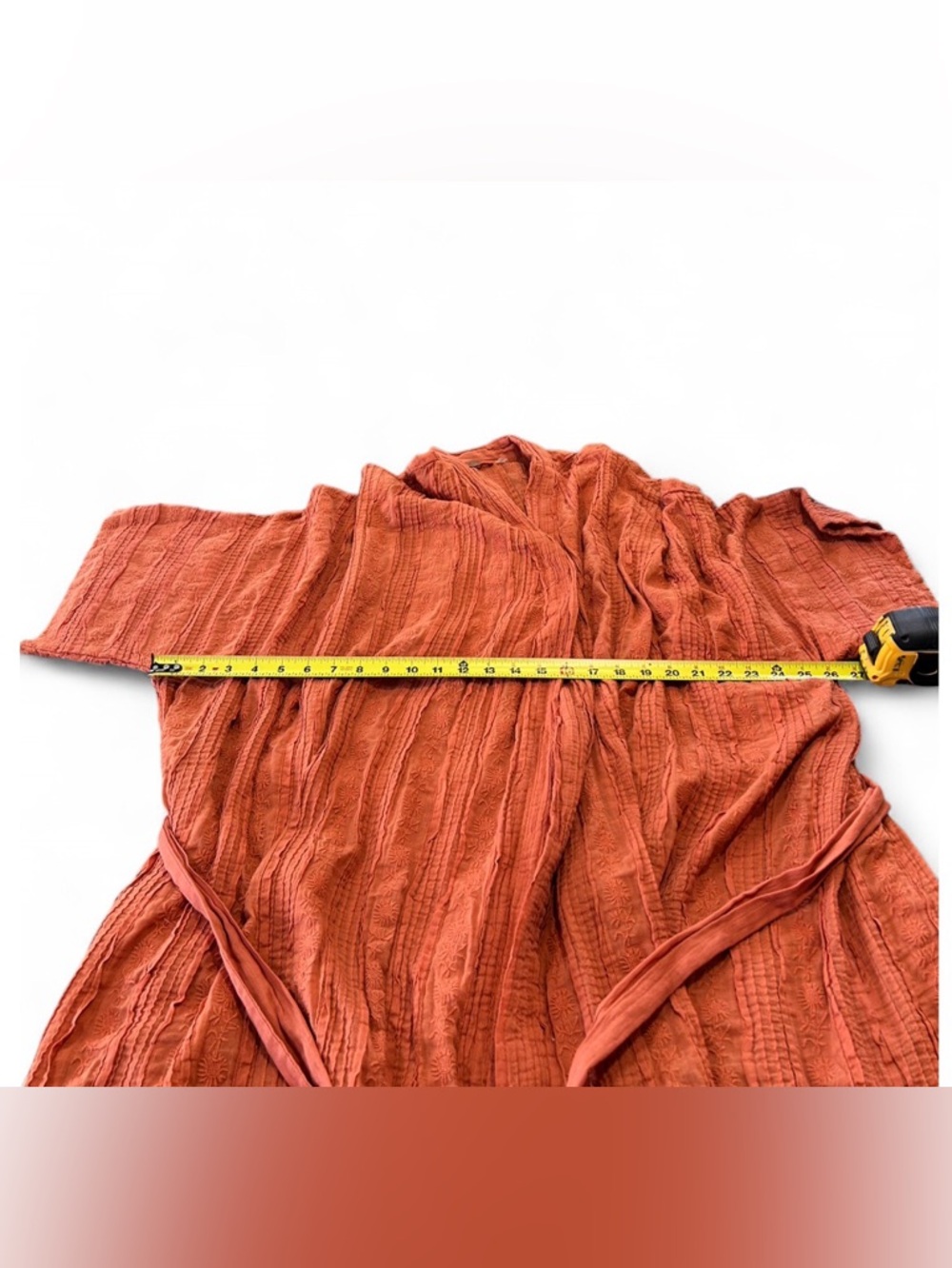 Lightweight Textured Kimono Robe in Rust - Picture 5 of 8
